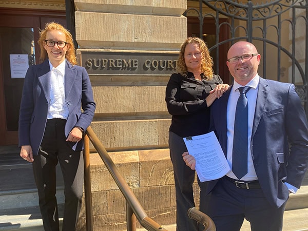 Annie Hoffman mesothelioma client Mathew Werfel in their precedent setting victory | Turner Freeman Lawyers
